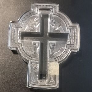Lalique Crystal "Angels" Cradle Cross Ornament
